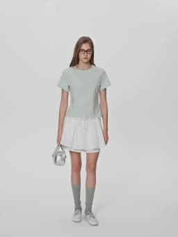 DUSHU Drawstring Pleated White Mini Skirt for Women 2026 Summer Fresh Preppy Style Simple Youthful Trendy Chic Korean