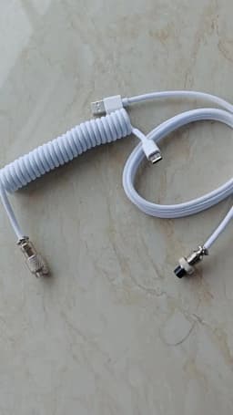 Type C USB Aviator Coiling Cable for Gaming Desktop Mechanical Keyboard with Durable Spring Design for Data Power Transfer