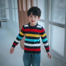 Spring and Autumn New Style 1-8 Year Old Boys and Girls Striped Fashion Versatile Round Neck Knitted Sweater