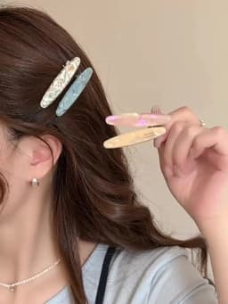 2pcs/set Acetate Hair Clip Oval Geometric Side Pins Colorful Hairpin Elegant Sweet Women Hair Accessories