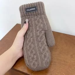 Man Winter Keep Warm Double Layer Add Velvet Thickened Prevent Cold Knitted Gloves Classical Style Elegant Twist Mittens