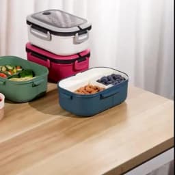 1200ML 2 Layer Bento Lunch Box With Spoon Fork, Kid High Capacity Microwae Food Containers Portable Leakproof Office Camping