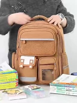 Capybara Children Cartoon School Backpack with Wheels Students Bags for Girls Boys Trolley Schoolbag Rolling Wheeled Backpacks