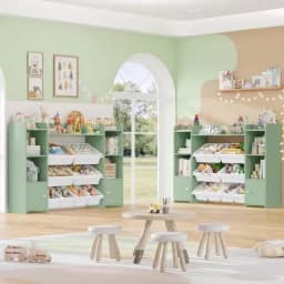 Getone Toy Storage Unit Children's Bookcase Toy Organiser Kids Storage with 8 Removable Boxes and Storage Shelves for Living Room Playroom Bedroom 138.8 x 29.6 x 94.3 cm
