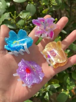Colorful Printed Flower Acrylic Geometric Crab Clamp For Women Girls Creative Fixed Ponytail Hair Clip Claw Charm Accessories