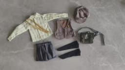 1/4 1/5 Doll's Clothes Suit for 45/36cm Bjd Doll Retro Academy Style Top+shorts+hat+vest+bag+socks Dress Up Doll Accessories