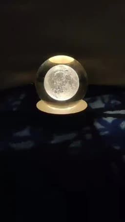 6cm 3D Crystal Ball Glass Planet LED Warm Night Light Laser Engraved Solar System Globe Universe Birthday Gift Wooden Base