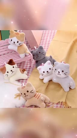 Cartoon Cute Six-Color Tilt Head Lying Plush Toy Cat Kitten Doll Backpack Pendant Decoration Christmas Halloween Gift Preferred