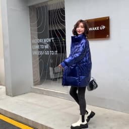 Women No Wash Down Cotton Jacket Medium To Long Korean New Warm cardigan Cotton Jacket Female Winter Shiny Loose Cotton Jacket