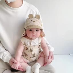 Summer Baby Hat Cartoon Bear Ear Embroidery Quick Dry Fisherman Hats for Boys Girls Neck Protection Kids Panama Hat Breathable