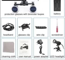 High Power 2.5X 3.5X Loupes Magnifier with 5W LED Headlight Plug in Clip Filter Light and Aluminum Protection Box