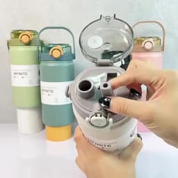 1L/1.2L Large Capacity Thermo Bottle with Straw Stainless Steel Thermal Water Bottle Keep Cold and Hot Thermos Cup Vacuum Flask