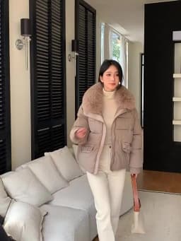Winter New Solid Color Fur Collar Splicing Short Down Cotton Jacket Women's Thickened Long-sleeved Fashionable Versatile Coat