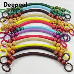 2/4Pcs 37/48cm Wooden Beaded Purse Frame Rope Wrapped Bag Handles for Crochet Beach Totes DIY Bags Making Replacement Supplies