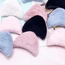 30Pcs 6*5.5CM Furry Felt Plush Padded Cat Ear Appliques For Children Headwear Accessories Clothes Sewing DIY Craft Patch