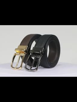 1pc Men's Business Genuine Leather Cowhide Belt, Rotating Pin Buckle Casual Belt For Men, Double-sided Wear Belt