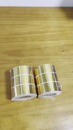 1Roll Waterproof PET Sticker Brushed Gold Self-adhesive Label Barcode Print Stickers Thermal Transfer Printer with Resin Ribbon