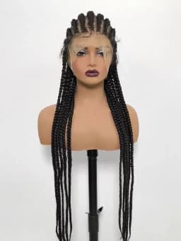 32In Full Lace Cornrow Braided Wigs Synthetic Braiding Hair Wigs Knotless Lace Frontal Braids Wig with Baby Hair for Black Women
