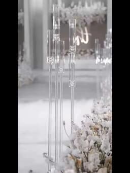 2pcs 5 Arm Floor Candelabra Acrylic Floor Candle Holder for Wedding Centerpiece Birthday Party Home Decor Fit 0.8 LED Candles