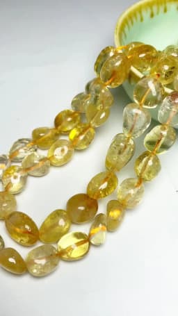 Natural Gemstone Yellow Citrine 8-10mm Irregular Stone Beads Crystal Charms Diy Women Bracelet Necklace for Jewelry Making 15''