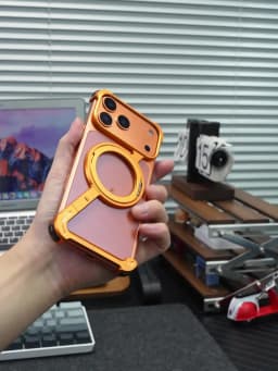 Oatsbasf Phone Case for iPhone 17 Pro/Pro Max/17/Air with 360° Rotatable Stand Metal Frameless Magsafe Protective Shockproof