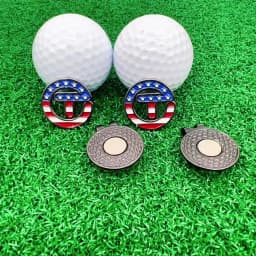 2 pcs USA Themed Stars Stripes Golf Ball Marker with Magnetic Hat Clip Golf Accessories Gift for Golfers Premium Golf Gift