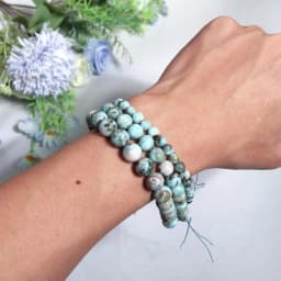 6/8/10mm Natural Larimar Smooth Round Spacer Beads for Jewelry Making DIY Elegant Women Jewelry Making Fashion Necklace