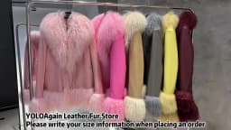 YOLOAgain Real Mongolia Sheep Fur Collar Real Leather Jacket Coat Women