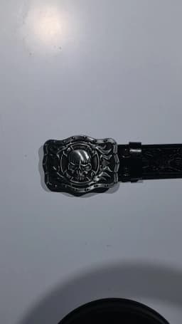 Skull Flame Belt Exquisite Carved Large Plate Buckle Alloy Buckle for Men and Women - Irregular Pattern Carved Flower Long Horn