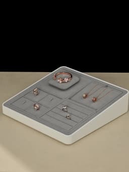 Oirlv Gray Jewelry Display Set Shop Cabinet Display Props Necklace Display Bust Jewelry Store Ring Earrings Bangle Tray