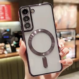 Luxury Plating Clear Magnetic For Magsafe Wireless Charge Case For Samsung Galaxy S20 S21 S22 S23 S24 Ultra Plus Silicone Cover