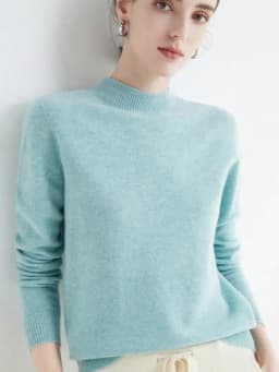 First-Line Seamless Women's Half-Turtleneck 100% Pure Wool Sweater Solid Color Long Sleeve Pullover Knitted Bottoming Sweater