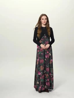 AS AW25 elegance slip satin dress + knitting cross top +mockneck woman clothing set adjustable maxi floor length