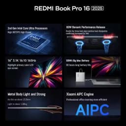 Xiaomi REDMI Book Pro 16 Laptop Ultra 7 Ultra 5 X7 Intel Arc Graphics 32GB LPDDR5X 1T SSD 16-inch 165Hz 3.1K /3.2K Screen