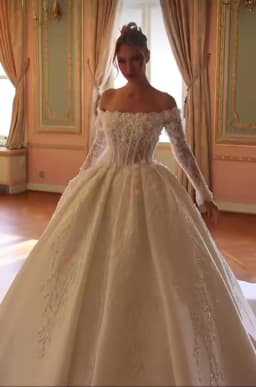Elegant Wedding Dress Taffeta With Beading Satin Ball Gown Boat Neck Fullsleeve Bridedress Customized Vestido De Novia Lace Robe