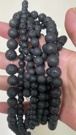 Natural Stone AA Quality Volcano Lava Round Loose Beads 15" Strand 4 6 8 10 12 14MM Pick Size For Jewelry Making