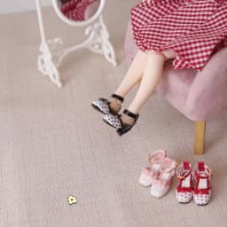 ICY DBS Blyth doll shoes polka dot elegant chunky heeled high heels toy gift