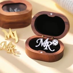 My Shape Wooden Box for Brooch Cufflinks Earrings Jewelry Gift Box Jewelry Packaging Box for Ceremony Wedding Proposal Ring New