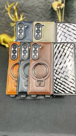 Magnetic Ring Holder Leather Case For Samsung Z Fold8 Ultra Z Fold 8 7 6 5 4 3 For Magsafe Wireless Charging Shockproof Cover