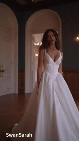 Elegant Sleeveless A-line Wedding Dress V-neck Backless Princess Vestido De Novia Swansarah W349 Customized Party Bride Gown