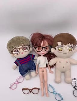 Colorful Mini Round Frame Glasses Eyewear Clear Lens Candy Color Eyeglasses Style For Bjd Blythe Plush Doll Accessory Gift