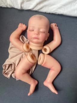 19inch Kai Sleeping Reborn Doll Kit Lifelike Soft Touch Multiple Layers Painting Doll Parts Visible Veins Hand Painted Hair