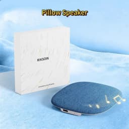 Riksoin Pillow Speaker for Sleeping, 100 White Noise + App, Ultra-Thin Flat Bluetooth, for Side Sleeper, Auto-Off Timer (Blue)