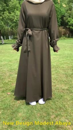 New Modest Abaya Ruffle Sleeve High Quality Nida With Pockets Free Belt EID Ramadan Islamic Clothing Muslim Women Maxi Dress