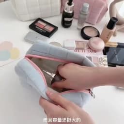 Solid Fur Cosmetic Storage Bag Large Women Zipper Makeup Organizer Handbag Stationery Pencil Case Travel Make Up Toiletry Punch