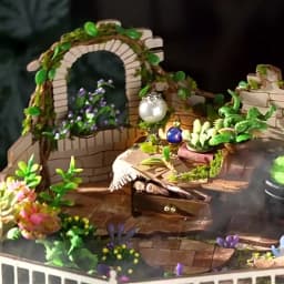 Zuuton DIY Miniature Magic Doll House Kit Wooden Gothic Clock Tower Building Model with LED Light Creative Gift for Home Decor