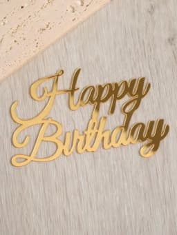 3pcs Glitter 'Happy Birthday' Cake Topper Set Golden Acrylic Decor Sticks Banner Sign for Party Anniversary Cake Decoration