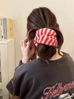 Stripes Knitted Wool Fabric Large Scrunchies Elastic Hair Bands Women Girls Ponytail Hair Ties Headbands Winter Hair Accessories
