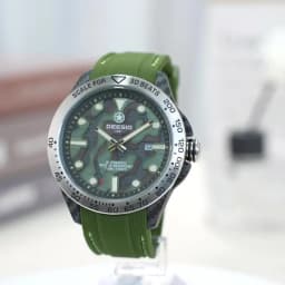 Dessio Men's Automatic Mechanical Watch | Upgrade Carbon Fiber Case Sturdy & Durable About 80g | 30M Waterproof | Luminous Dial | Date & Day Display | Trendy & Elegant Design for Business/Casual/Outdoor | Silicone Green Watch Strap | Lightweight & Sport |