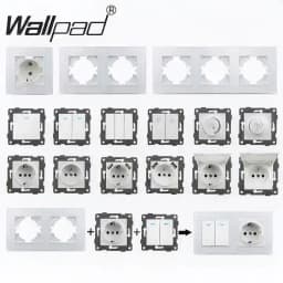 White Single Frame 16A Double French Socket 86*86mm Wallpad EU Style Wall Plug Power Outlet with Claws for Poland Belgium